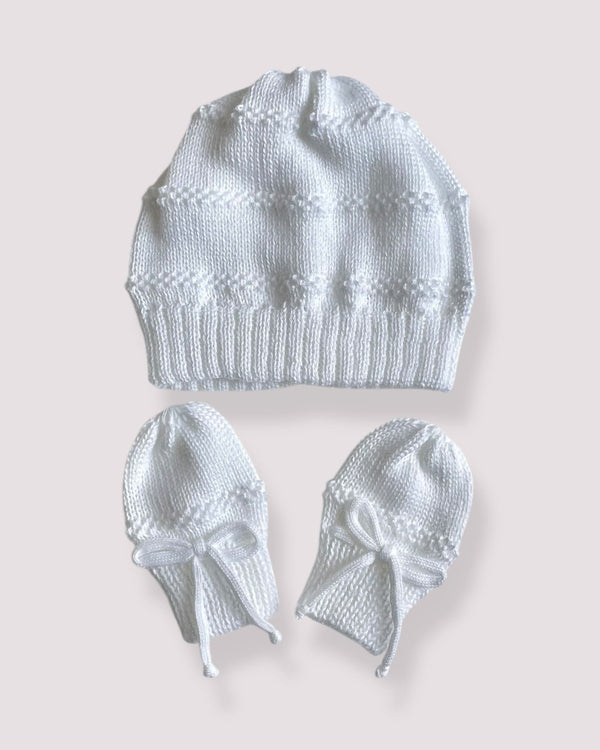 Cappellini + Guantini per Neonati Bianco
