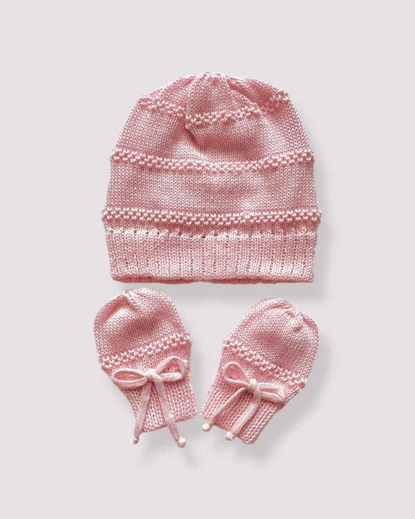 Cappellini + Guantini per Neonati Rosa