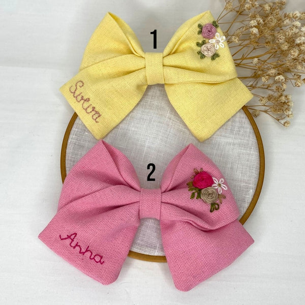 Kit con 2 Fiocchi Personalizzati - Giallo/Rosa