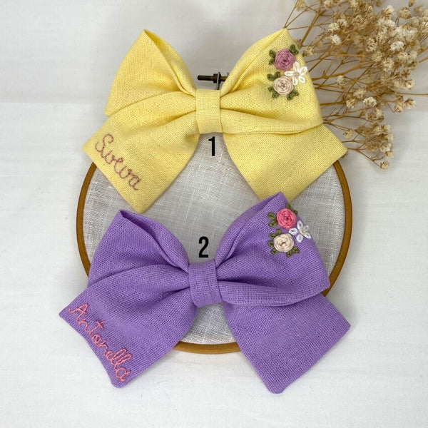 Kit con 2 Fiocchi Personalizzati - Giallo/Lilla