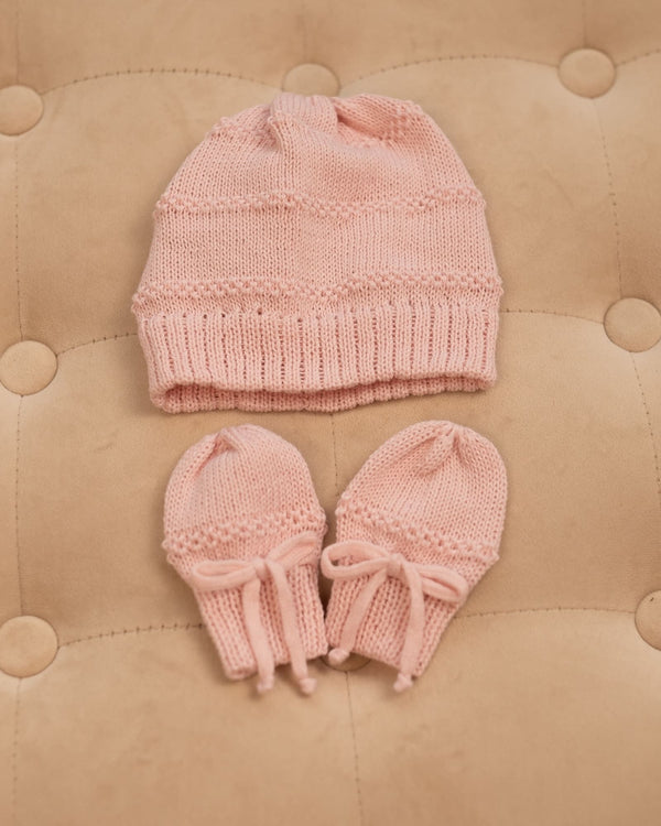 Cappellini + Guantini per Neonati Rosa