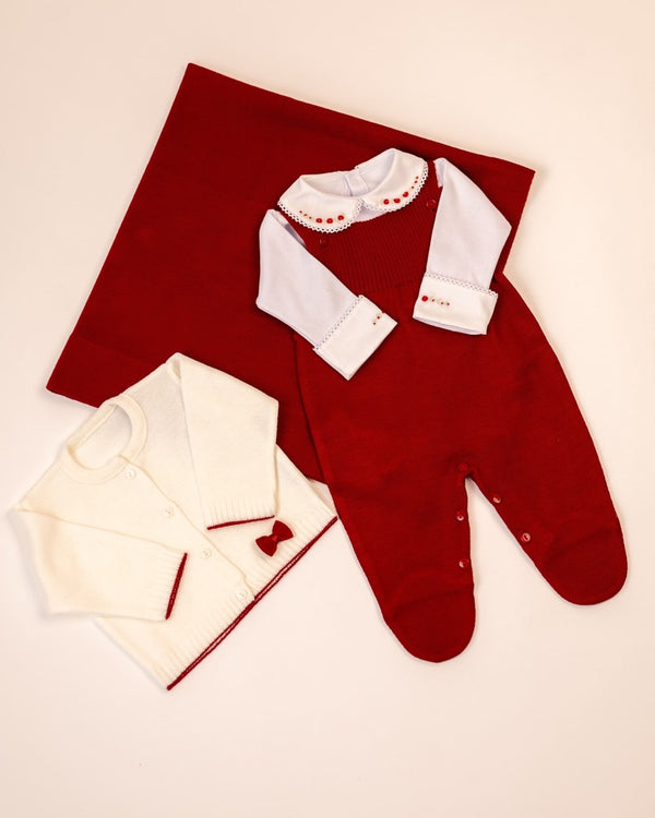 Corredino Nascita Rosso/Panna 4 pezzi